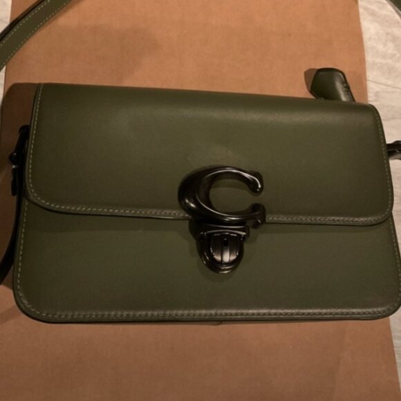 NWT Authentic COACH retail glovetanned Studio shoulder bag military gree olive - Picture 12 of 13